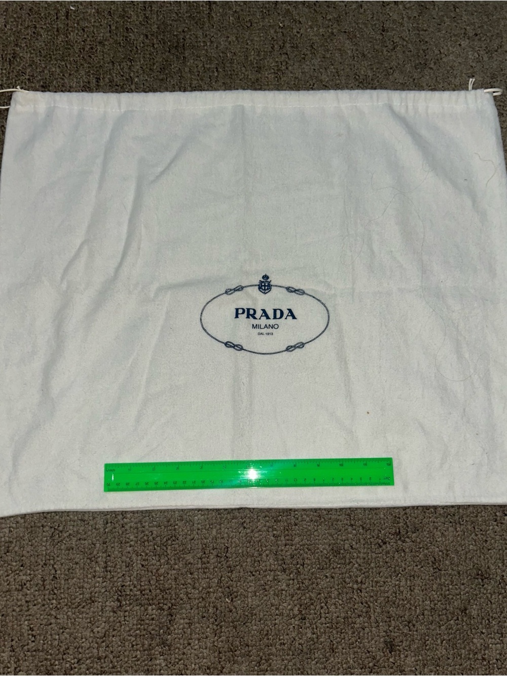 Prada White Fabric Dust Bag with Navy Logo